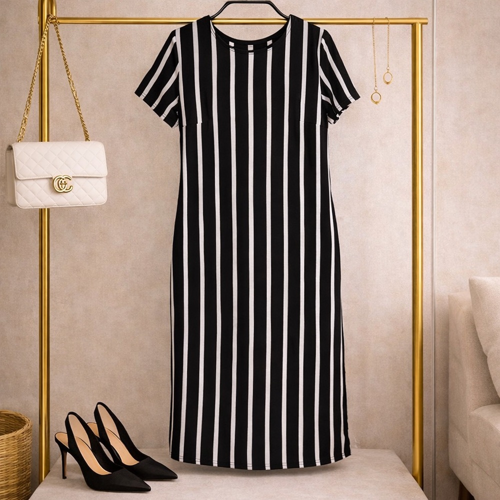 ❤️ 3 FOR $20 DRESS SALE ❤️ Black and White Striped Dress